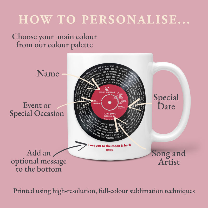 Personalised Solid Vinyl Song Lyrics Mug – Custom Music Gift