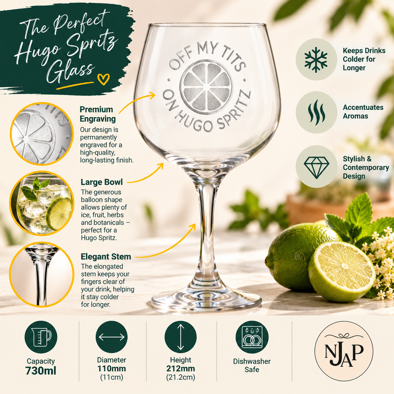 Off My Tits on Hugo Spritz Engraved Cocktail Glass – 730ml
