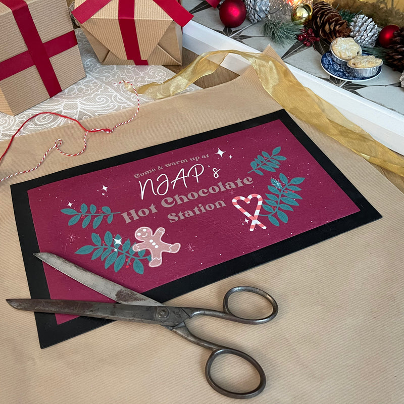Personalised Hot Chocolate Station Mat – Christmas Drinks Station