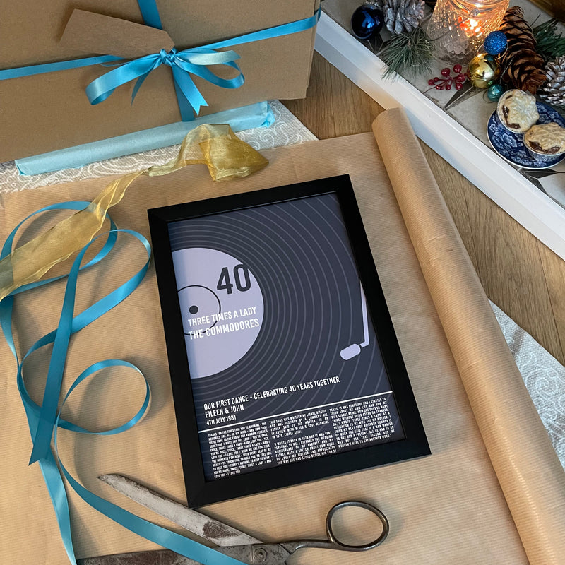 Gift For Birthday Or Wedding Anniversary - Personalised Song Lyrics Record Print - Typography Print For Him