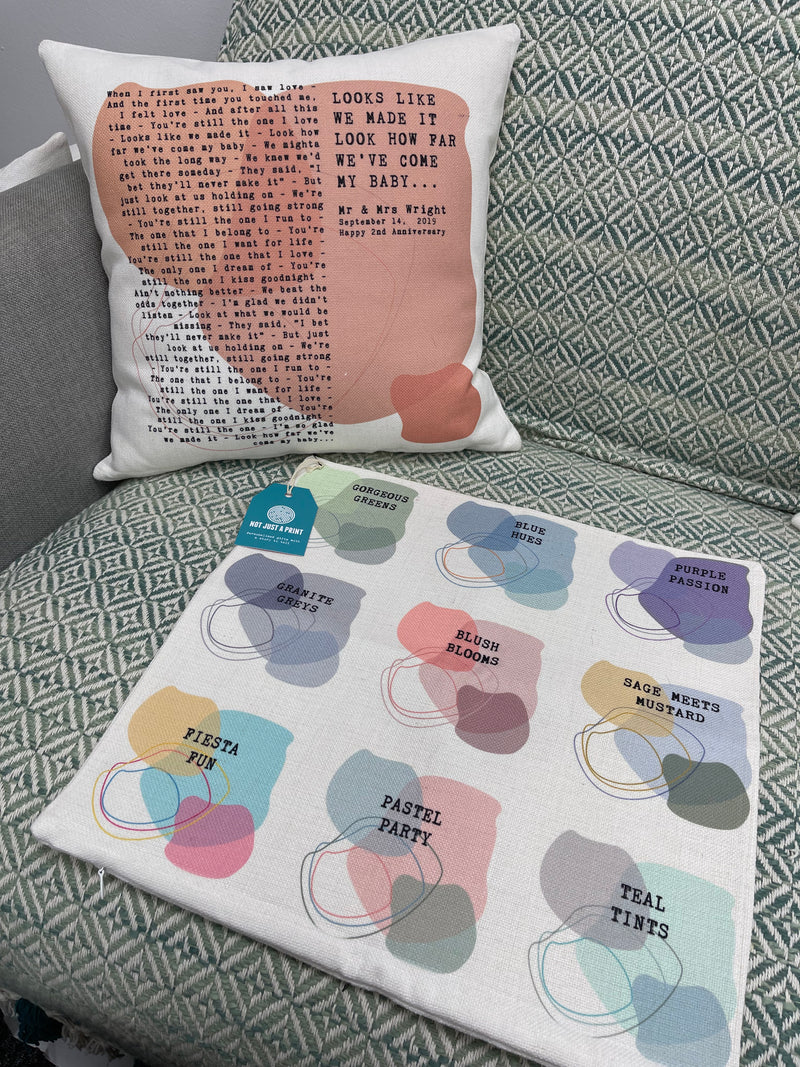Contemporary Abstract Song Lyric Cushion Cover (2nd Anniversary Gift)
