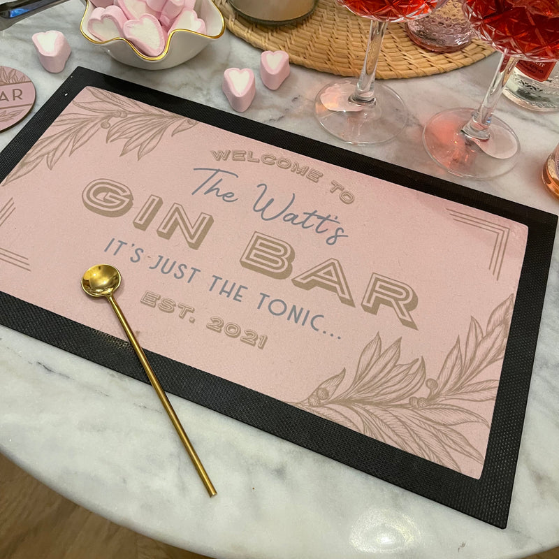 Personalised Gin Bar Mat – Custom Home Bar Gift