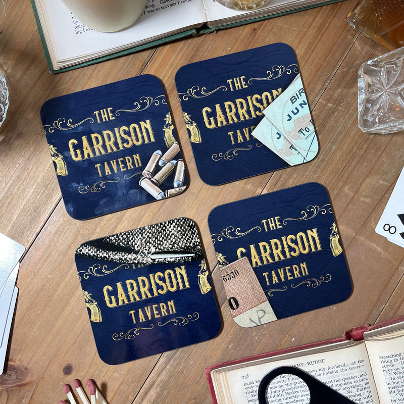 Personalised Peaky Blinders Style Bar Coasters – The Garrison Tavern – Set of 4