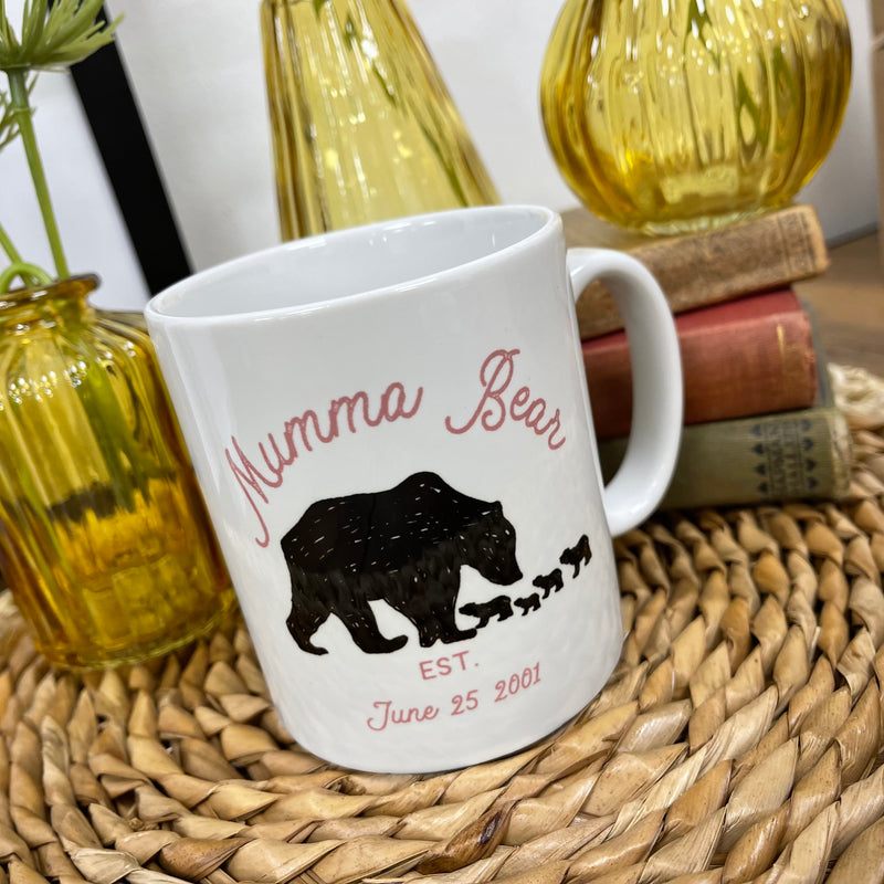 Mamma Bear Mug personalised with any version of 'Mum'