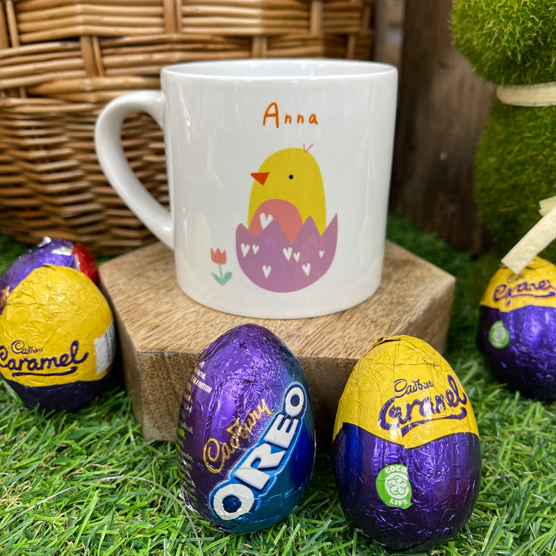 Personalised Easter Kids Gift Mug and Egg Set - Chick Print
