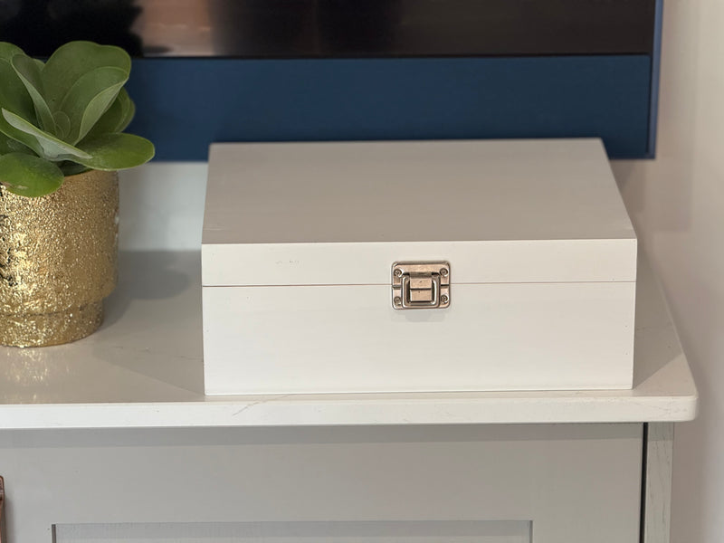 12" White Wooden Box