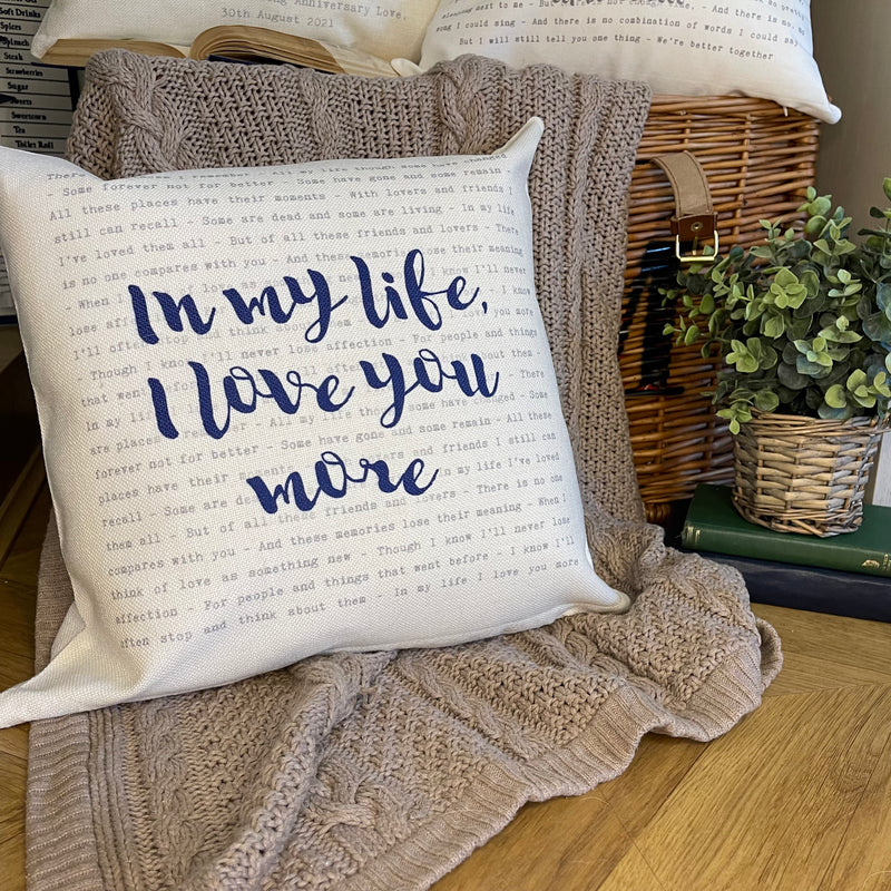 Our Song Typography Song Lyric Cushion Cover (2nd Anniversary Gift)