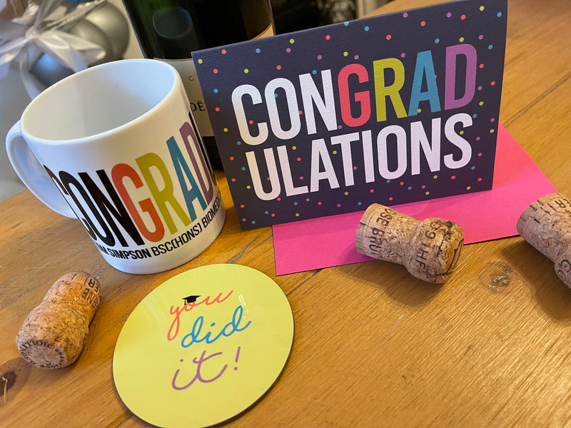 Personalised ConGRADulations Mug & Coaster Gift Set - Custom Congratulations on your Graduation Present