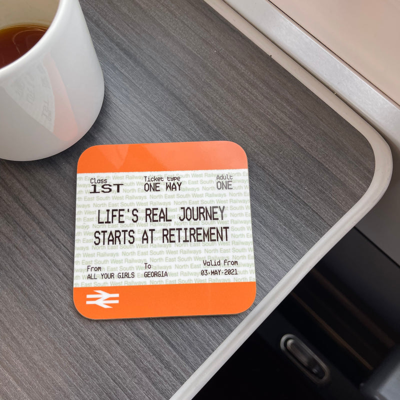 Graduation or Leaving Gift Train Ticket Mug & Coaster