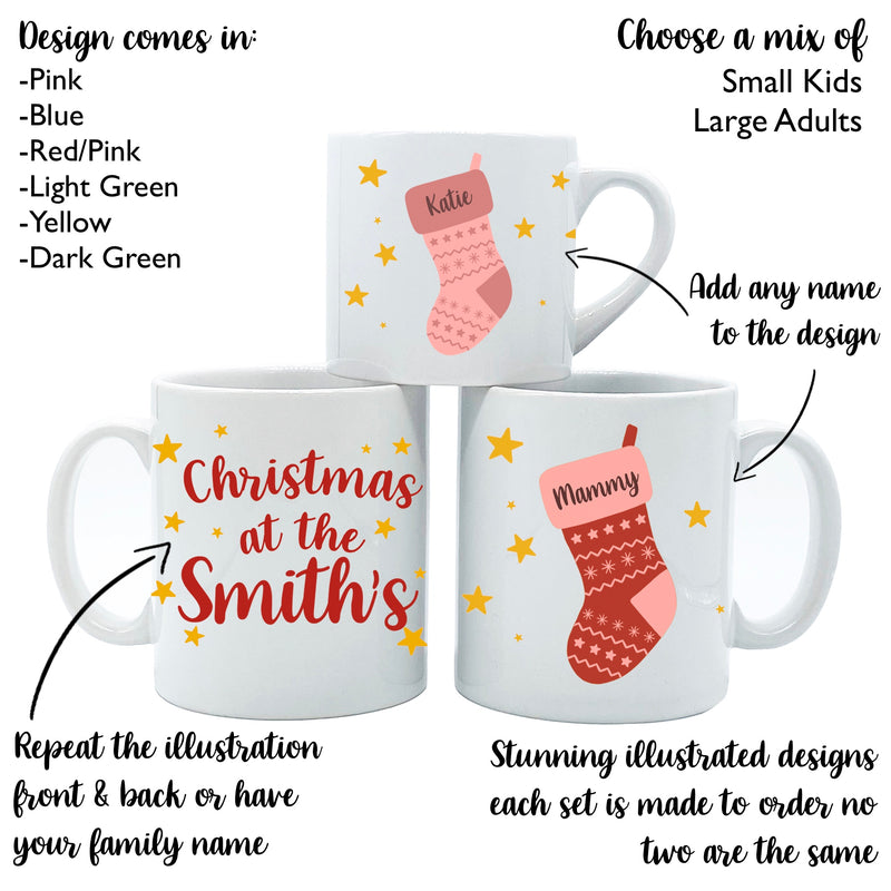 Personalised Christmas Stocking Mug & Coaster Family Gift Set