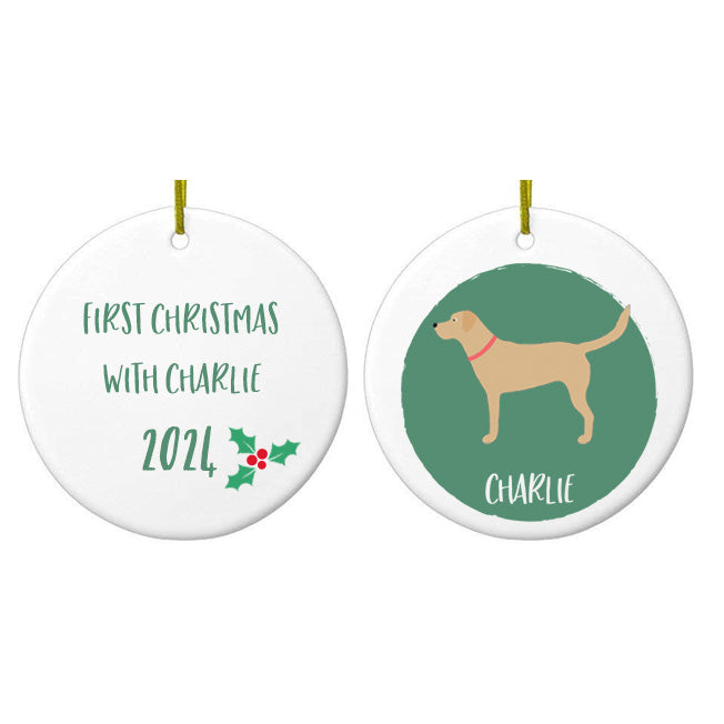 Personalised Yellow Labrador Christmas Bauble
