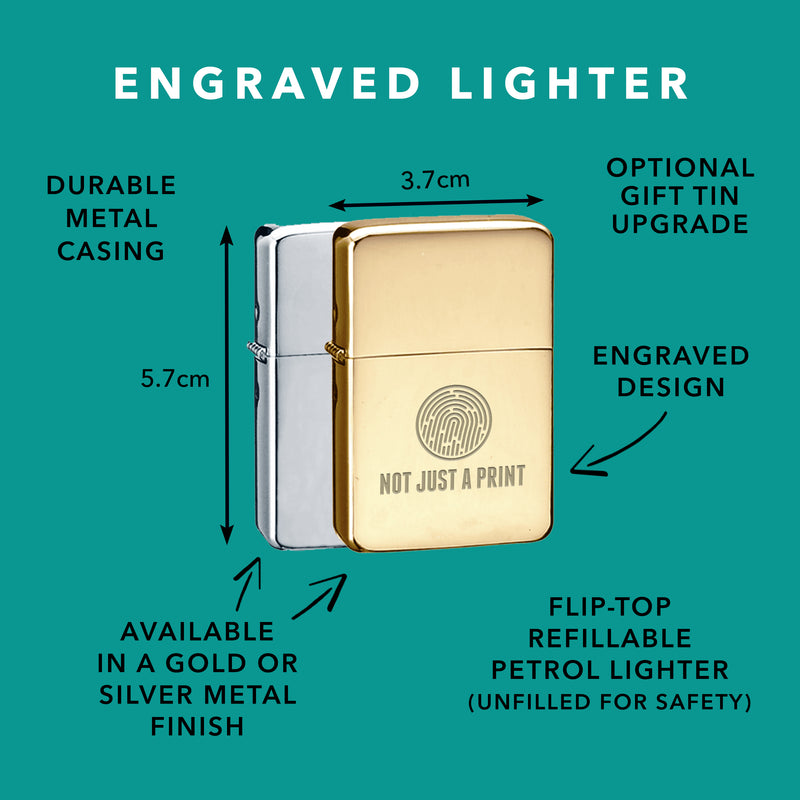 Personalised Laser Etched Gold Zippo-Style Lighter