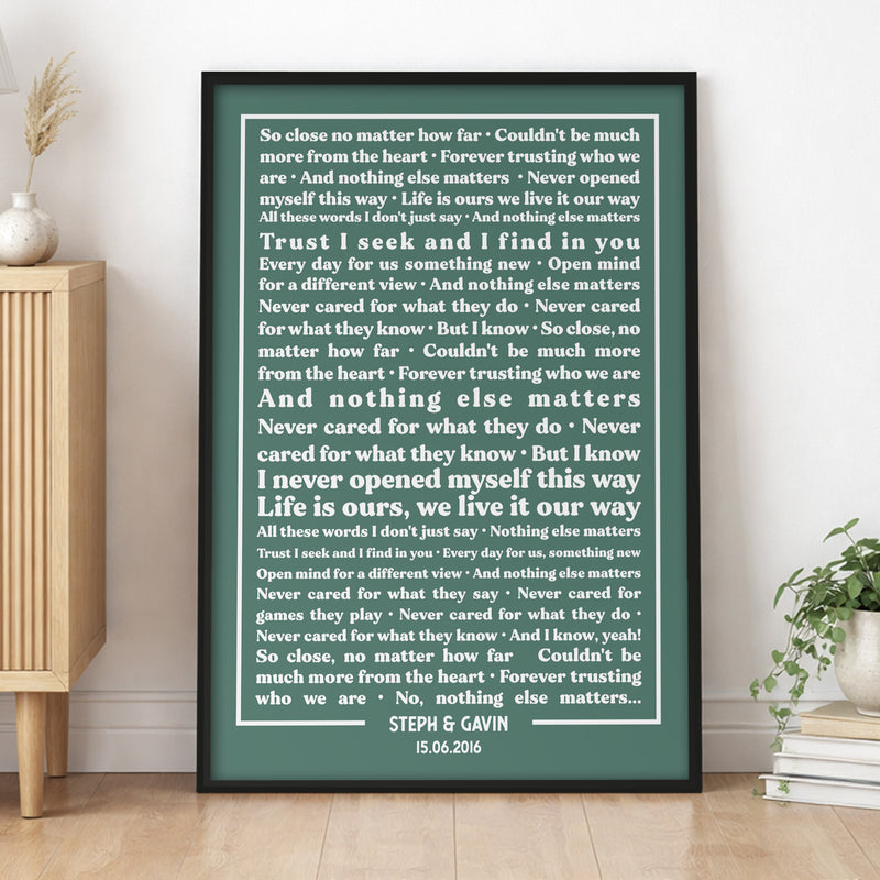 Personalised Typography Lyric Print