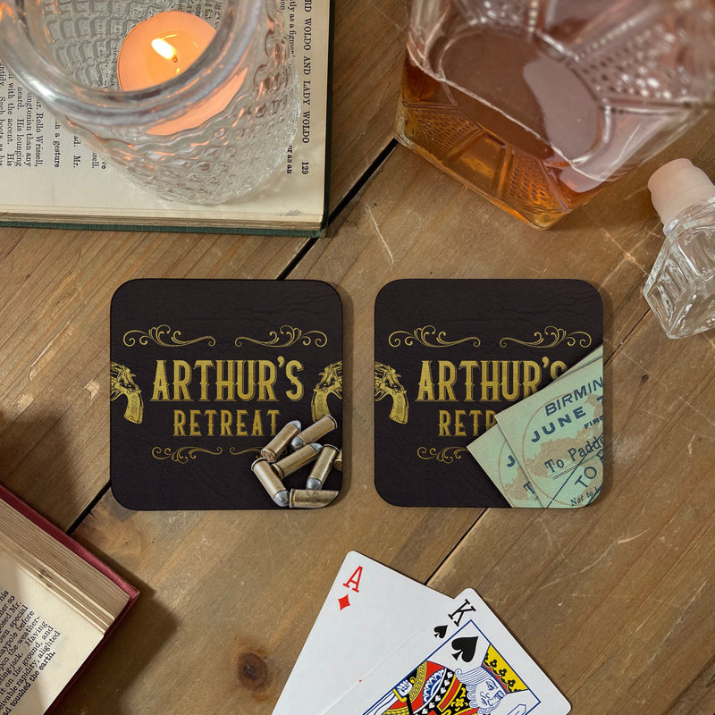 Personalised Peaky Blinders Style Bar Coasters – The Garrison Tavern – Set of 4