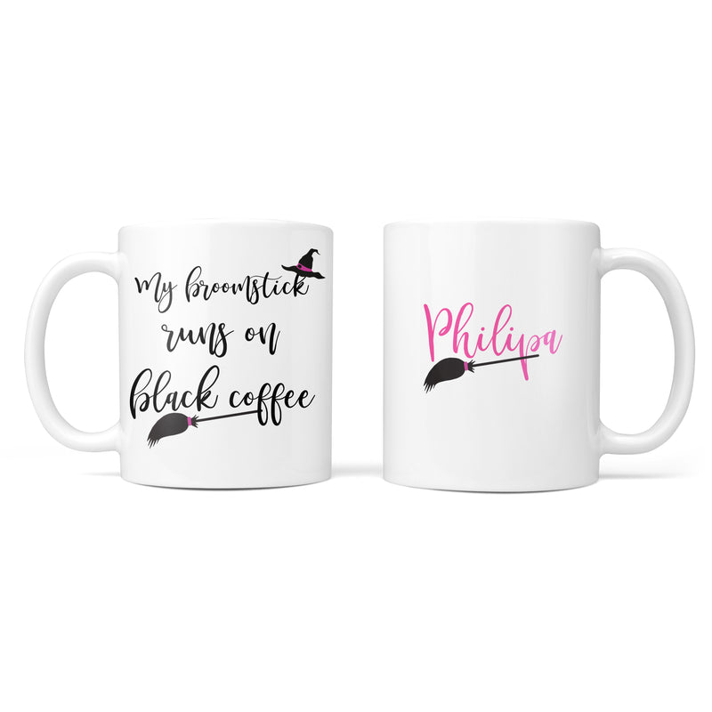 Halloween Witch Gift - My Broomstick Runs On Mug Personalised - Secret Santa Present