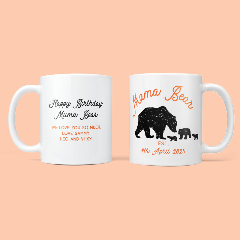 Mamma Bear Mug personalised with any version of 'Mum'