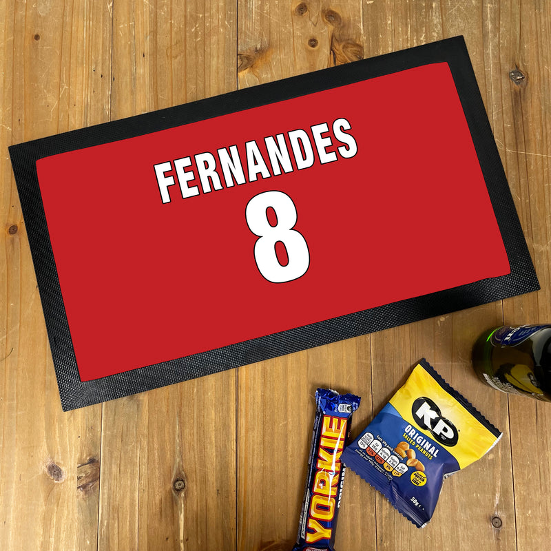 Personalised Red Football Shirt Bar Mat