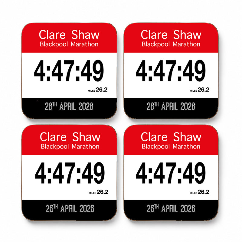 Personalised Marathon Finisher Coasters – Race Time Set of 4