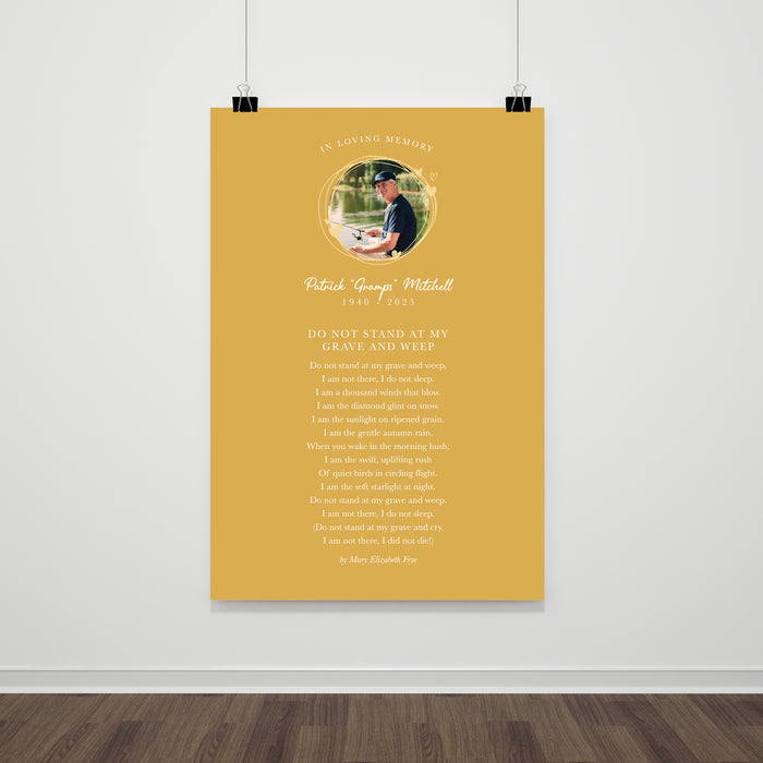 Personalised Memorial Poem Print  A Thoughtful Tribute Print of Any Poetry-Memorial , Reading, Speech, Typography Poster with Picture