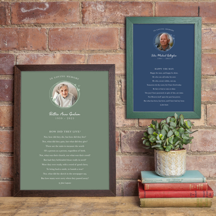 Personalised Memorial Poem Print  A Thoughtful Tribute Print of Any Poetry-Memorial , Reading, Speech, Typography Poster with Picture