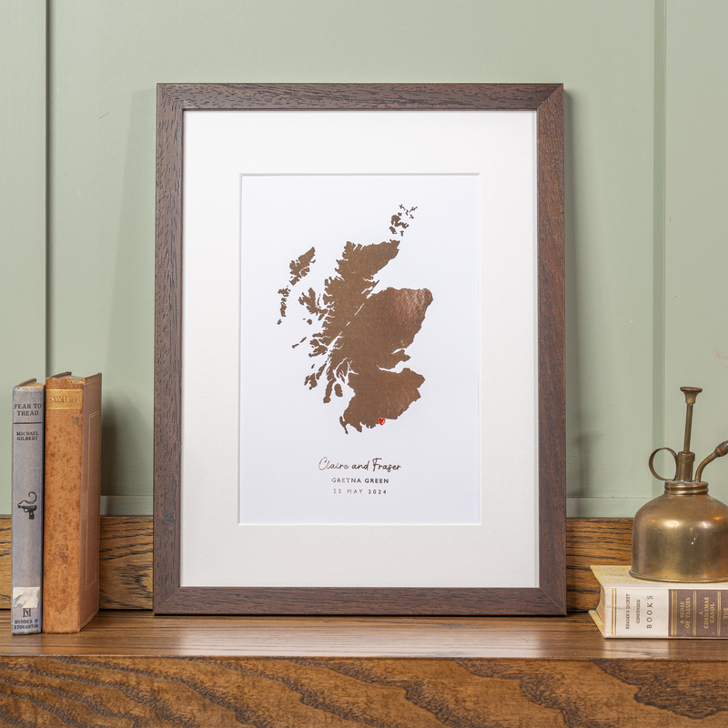 Personalised Metallic Foil Heart Map Print: Copper, Silver, Gold, or Rose Gold Anniversary Gift