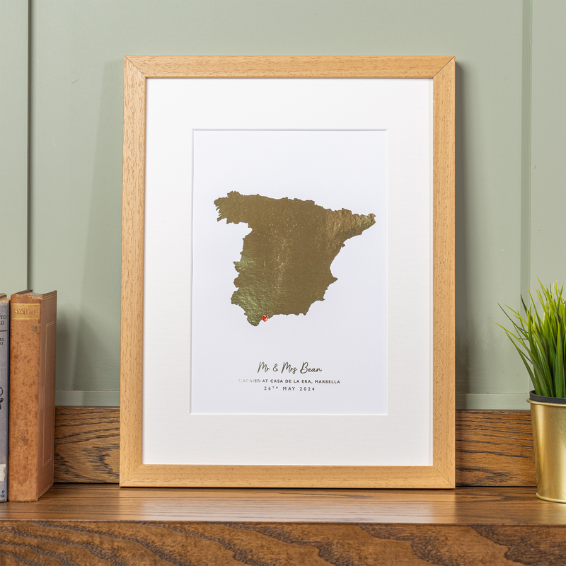 Personalised Metallic Foil Heart Map Print: Copper, Silver, Gold, or Rose Gold Anniversary Gift