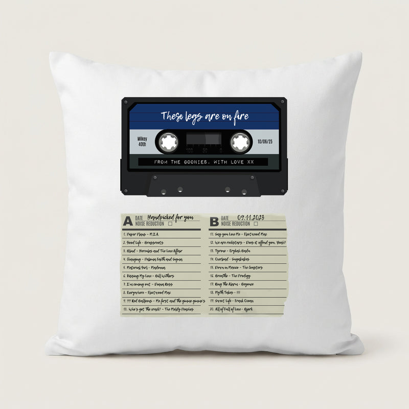 Personalised Mixtape Cushion – Custom Cassette Playlist Gift