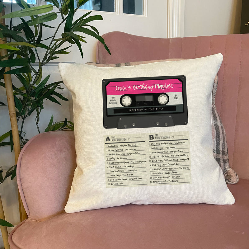 Personalised Mixtape Cushion – Custom Cassette Playlist Gift