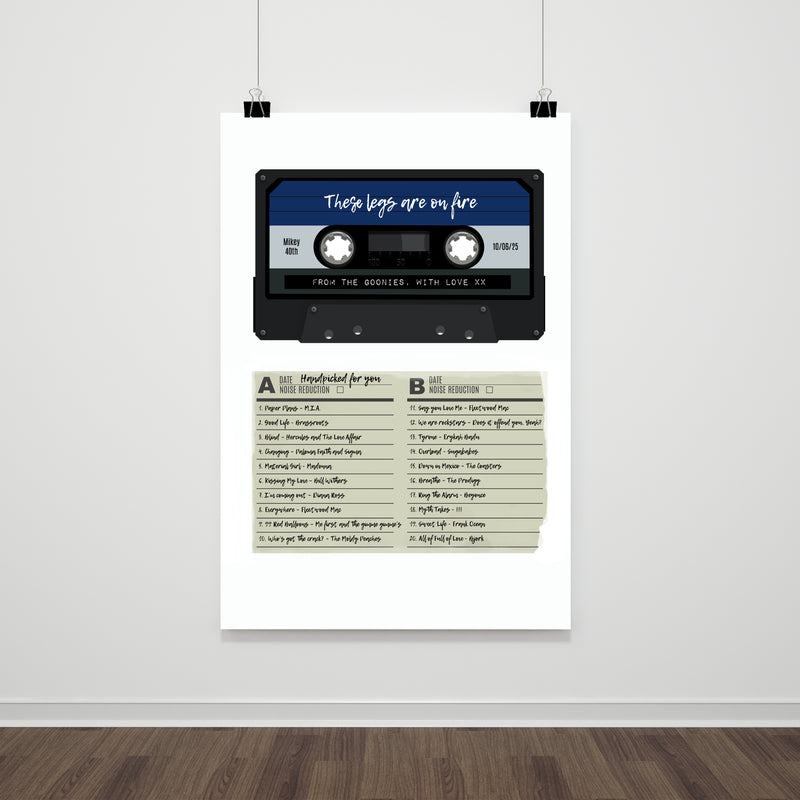 Retro Gift For Birthday - Mix Tape With Song List Personalised - Vintage Music Present