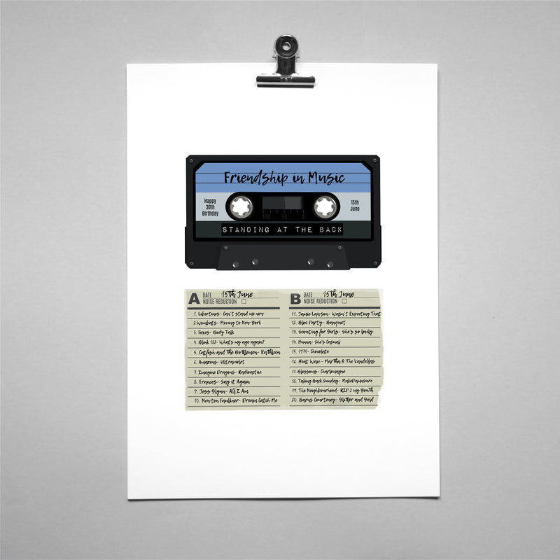 Retro Gift For Birthday - Mix Tape With Song List Personalised - Vintage Music Present