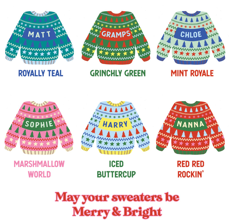 Bright Ugly Christmas Jumper Mug Set 'Merry & Bright'
