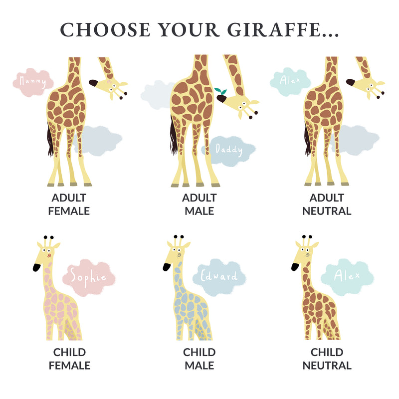 Giraffe Family Mug Set with Mini and Large Mugs Personalised