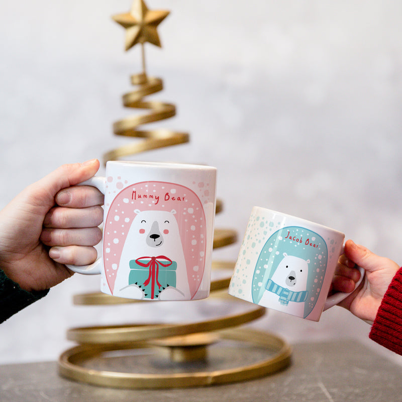 Family Polar Bear Mug Set Cute Mugs For Christmas Eve