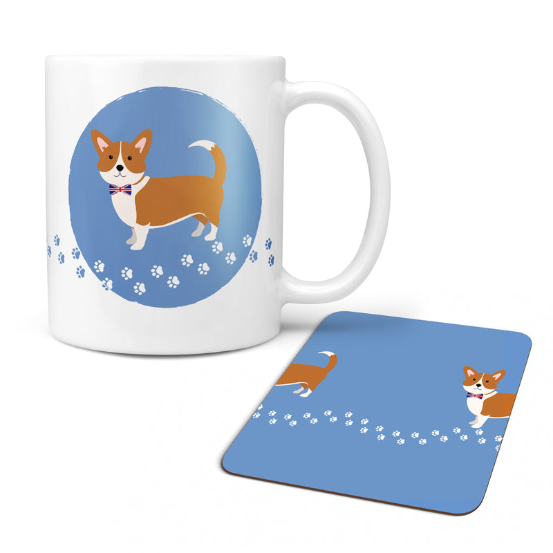 Personalised Corgi Dog Mug & Coaster Gift Set