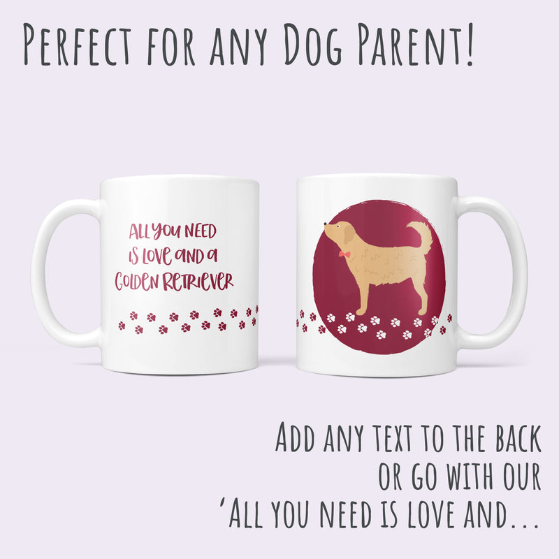 Personalised Golden Retriever Dog Mug & Coaster Gift Set