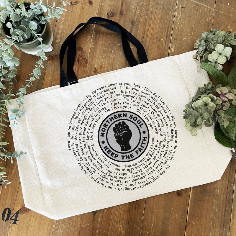Northern Soul Lyrics Tote Bag – Keep The Faith Music Gift