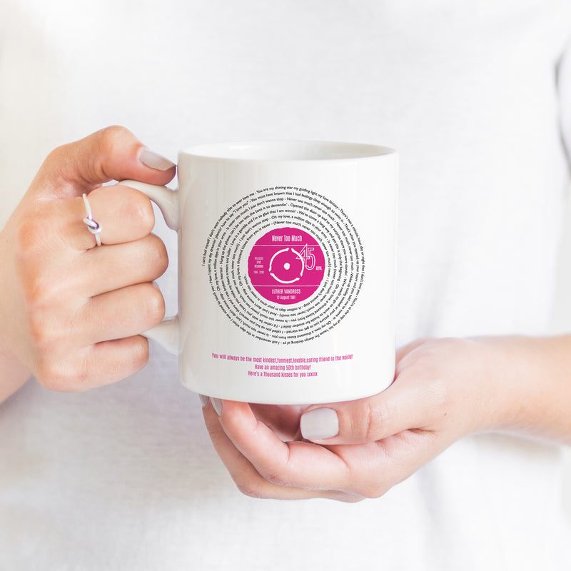 Personalised Vinyl Record Mug – Custom Song Lyrics Mug – Original Vinyl Design