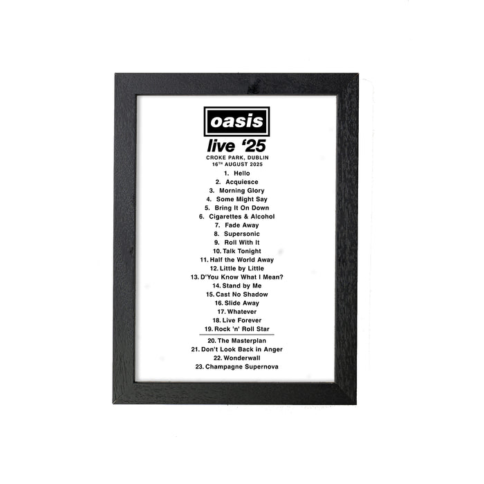 Oasis Live 25 Setlist Digital Print – Britpop Music Poster