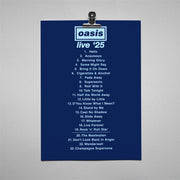 Poster with Oasis album tracklist on a blue background