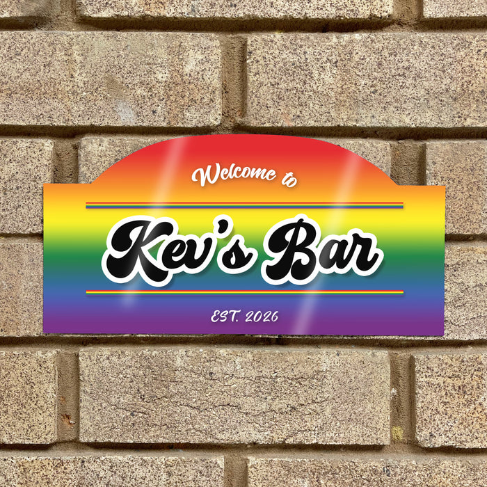 Personalised Bar Sign – Custom Name, Rainbow Style