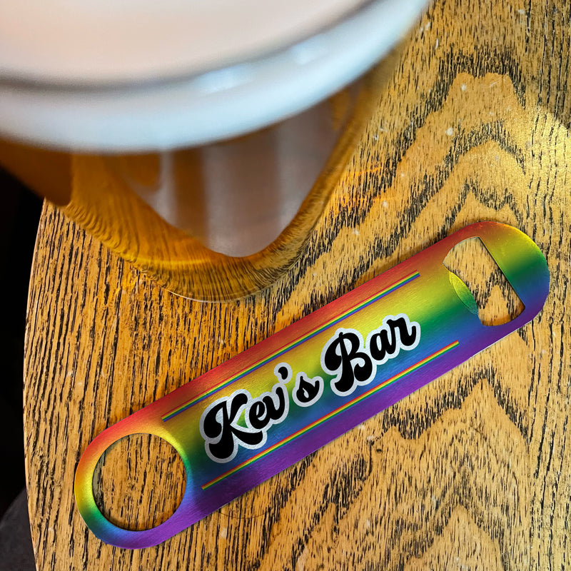 Personalised Bar Set | Custom Home Bar Accessories | Rainbow Pride Bar Decor | Personalised Bar Mat & Coasters Gift