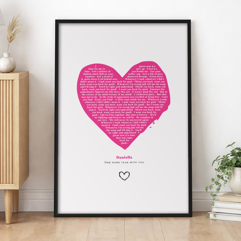 Personalised Favourite Song Lyrics Heart Print Abstract Design