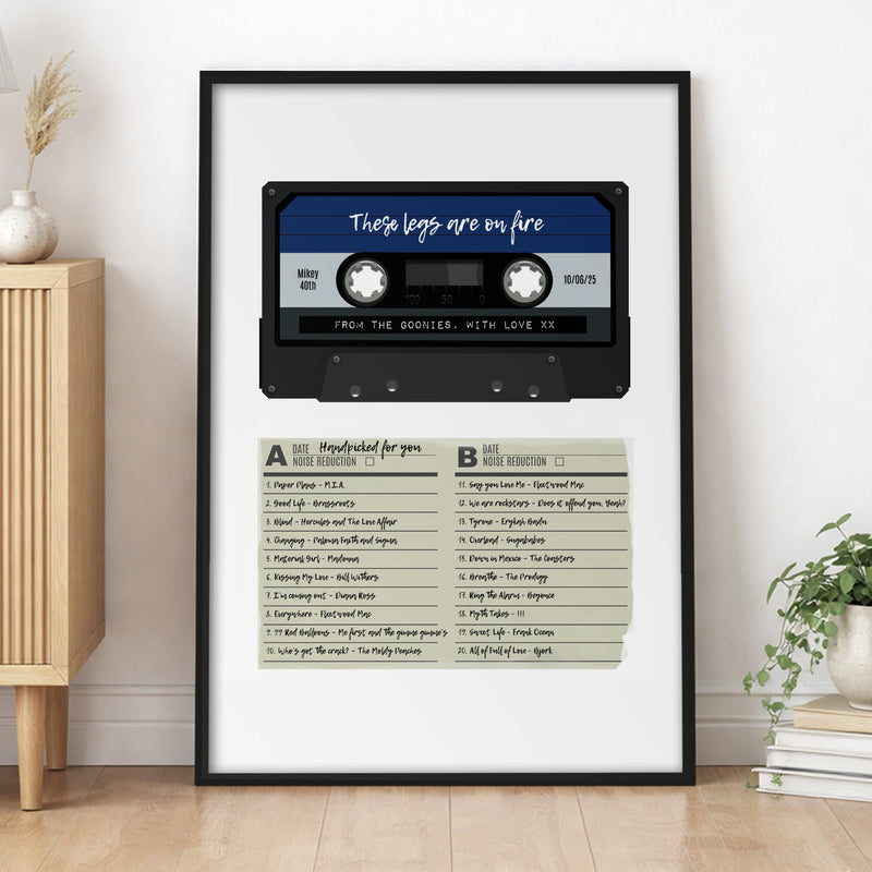 Retro Gift For Birthday - Mix Tape With Song List Personalised - Vintage Music Present