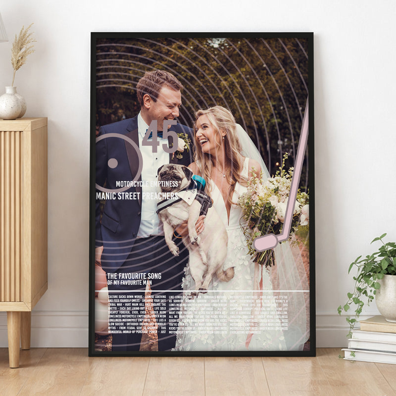 Personalised Photo Song Lyric Print (Vinyl Overlay) – Custom Song, Lyrics & Photo