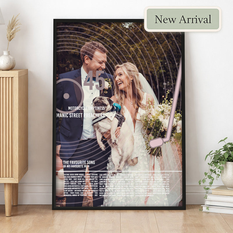 Personalised Photo Song Lyric Print (Vinyl Overlay) – Custom Song, Lyrics & Photo