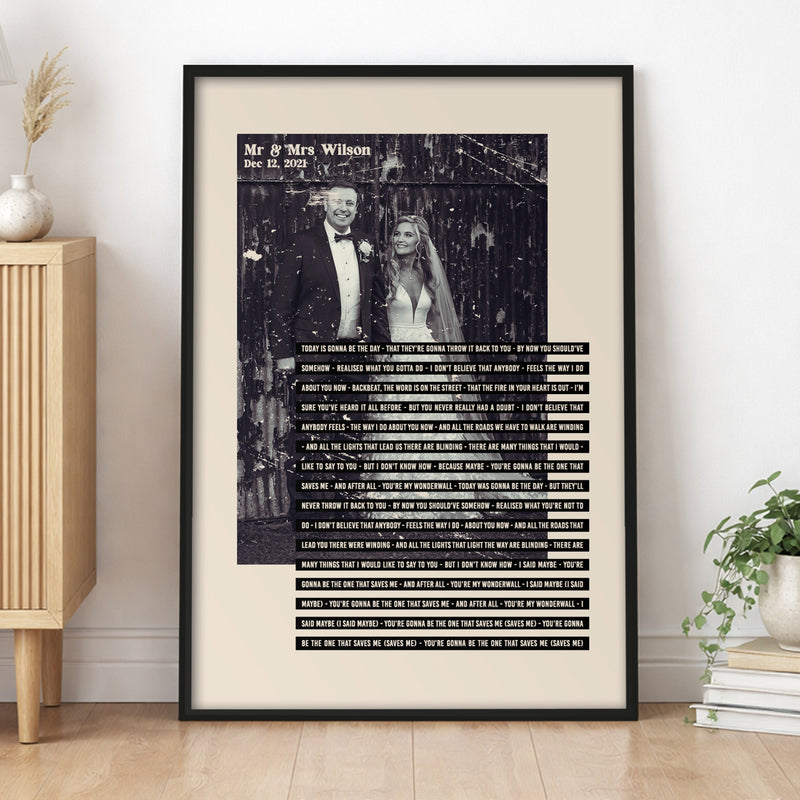 Personalised First Dance Song Print with Photo Modern Contemporary Style