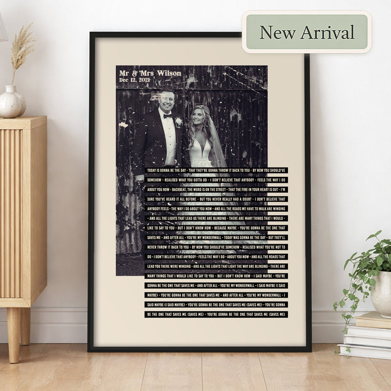 Personalised First Dance Song Print with Photo Modern Contemporary Style