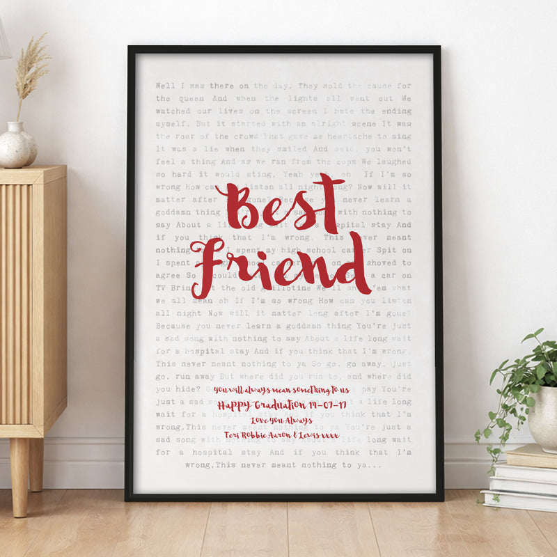 Our Song Lyrics Print – Personalised Couple Song Wall Art Gift