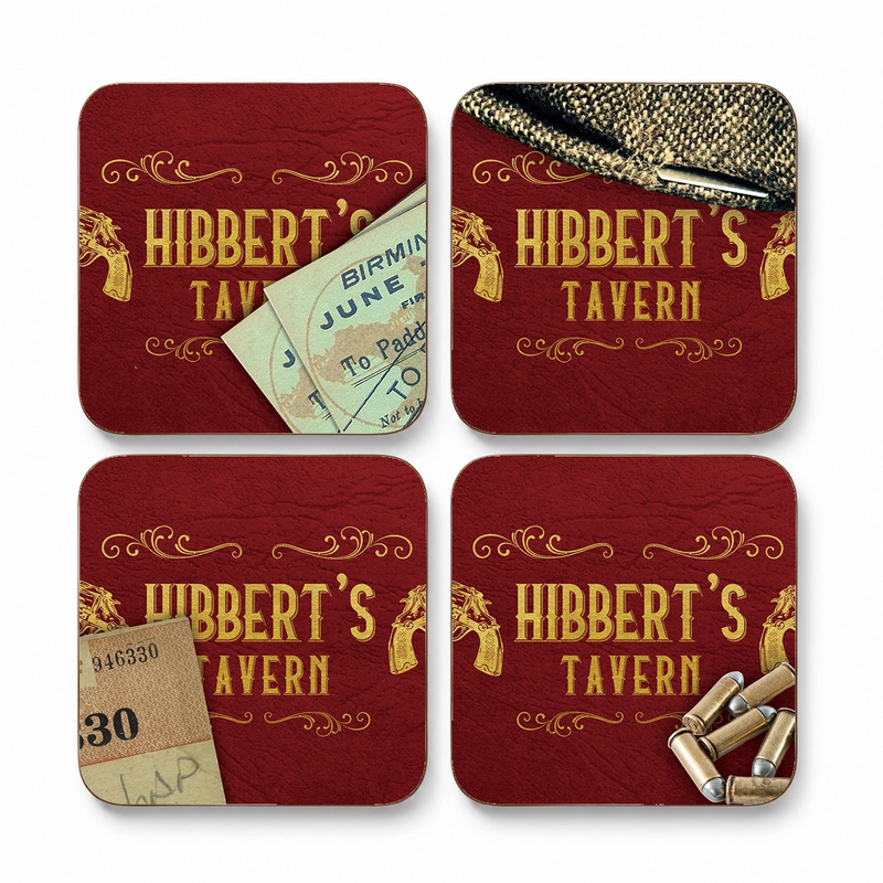 Personalised Peaky Blinders Style Bar Coasters – The Garrison Tavern – Set of 4