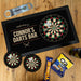 Personalised stainless steel bottle opener and bar mat with ‘Connor’s Darts Bar’, 